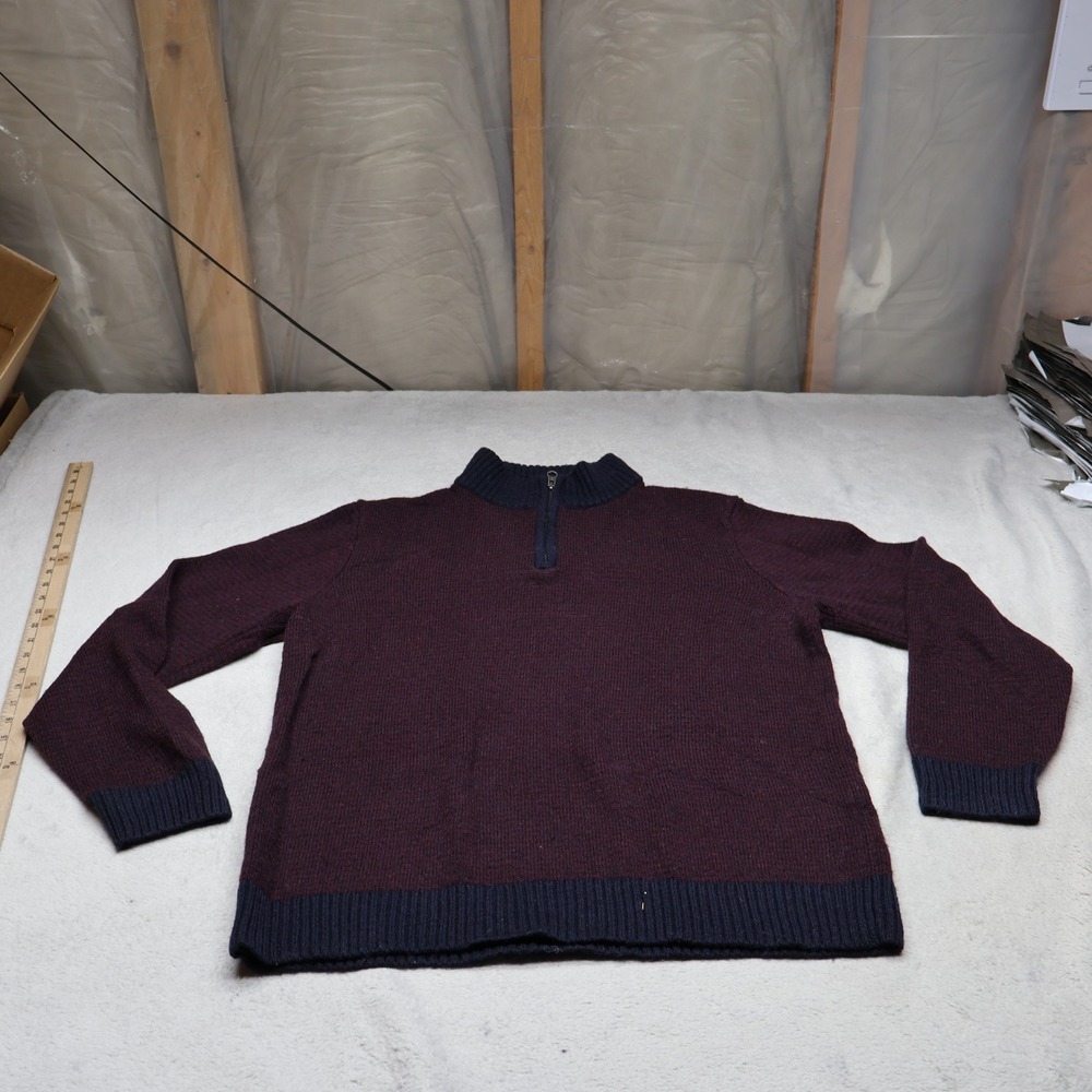 Pendleton Sweater Mens Medium Red Shetland Wool 1/4 Zip Pullover Rugged‎ Outdoor